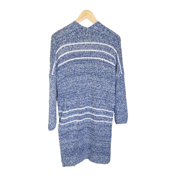 Essue Womens Blue White Ribbed Knit Duster Cardigan Size Small - Picture 3 of 8